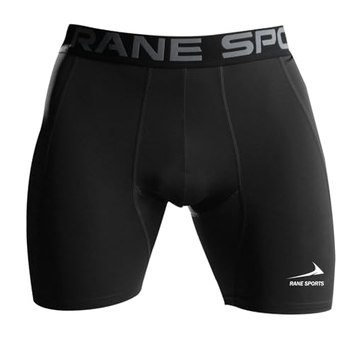 Rane Sports Herren Funktion Kompression Shorts, Schnelltrocknendes Baselayer Unterhose Tights Kurz, Atmungsaktive Laufhose mit Seitentaschen Tights Schwarz M von Rane Sports