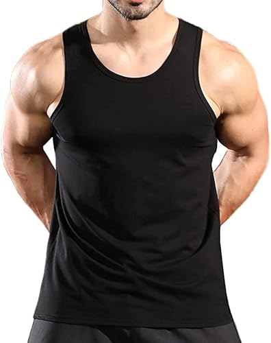 Rane Sports Herren Stringer Tanktops Baumwolle Weste Ärmellos Gym Workout Bodybuilding Fitness Muscle T-Shirts, Schwarz , XL von Rane Sports