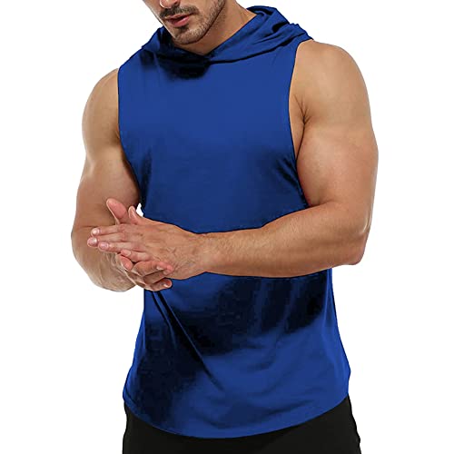 Rane Sports Herren Tank Top Ärmelloser Workout Sport Fitness Hoodie Muskelshirt für Gym Training 01 Blau M von Rane Sports