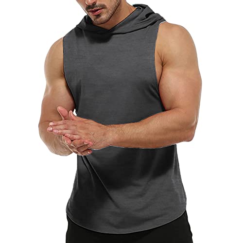 Rane Sports Herren Tank Top Ärmelloser Workout Sport Fitness Hoodie Muskelshirt für Gym Training 01 Dunkelgrau M von Rane Sports
