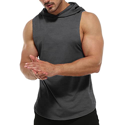 Rane Sports Herren Tank Top Ärmelloser Workout Sport Fitness Hoodie Muskelshirt für Gym Training Dunkelgrau 2XL von Rane Sports