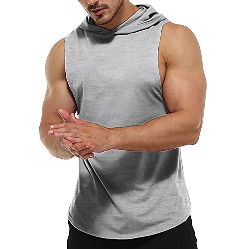 Rane Sports Herren Tank Top Ärmelloser Workout Sport Fitness Hoodie Muskelshirt für Gym Training Grau L von Rane Sports