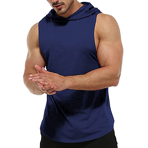 Rane Sports Herren Tank Top Ärmelloser Workout Sport Fitness Hoodie Muskelshirt für Gym Training Navy blau XL von Rane Sports