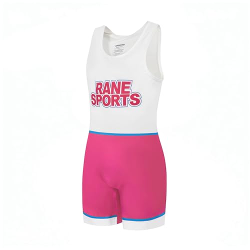 Rane Sports Wrestling-Singlets für Herren Athletic Supporters Enger schmal Geschnittener Sport-Bodysuit ärmellos Wrestling-Trikot Overalls Gewichtheber-Kleidung Weiß trifft Rosa XL von Rane Sports
