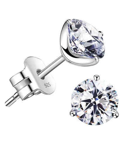 "STUNNING FLAMME" 18K Weißgold Plattiert Silber Brillanter Schnitt CZ Ohrstecker, 1.5ct von Raneecoco