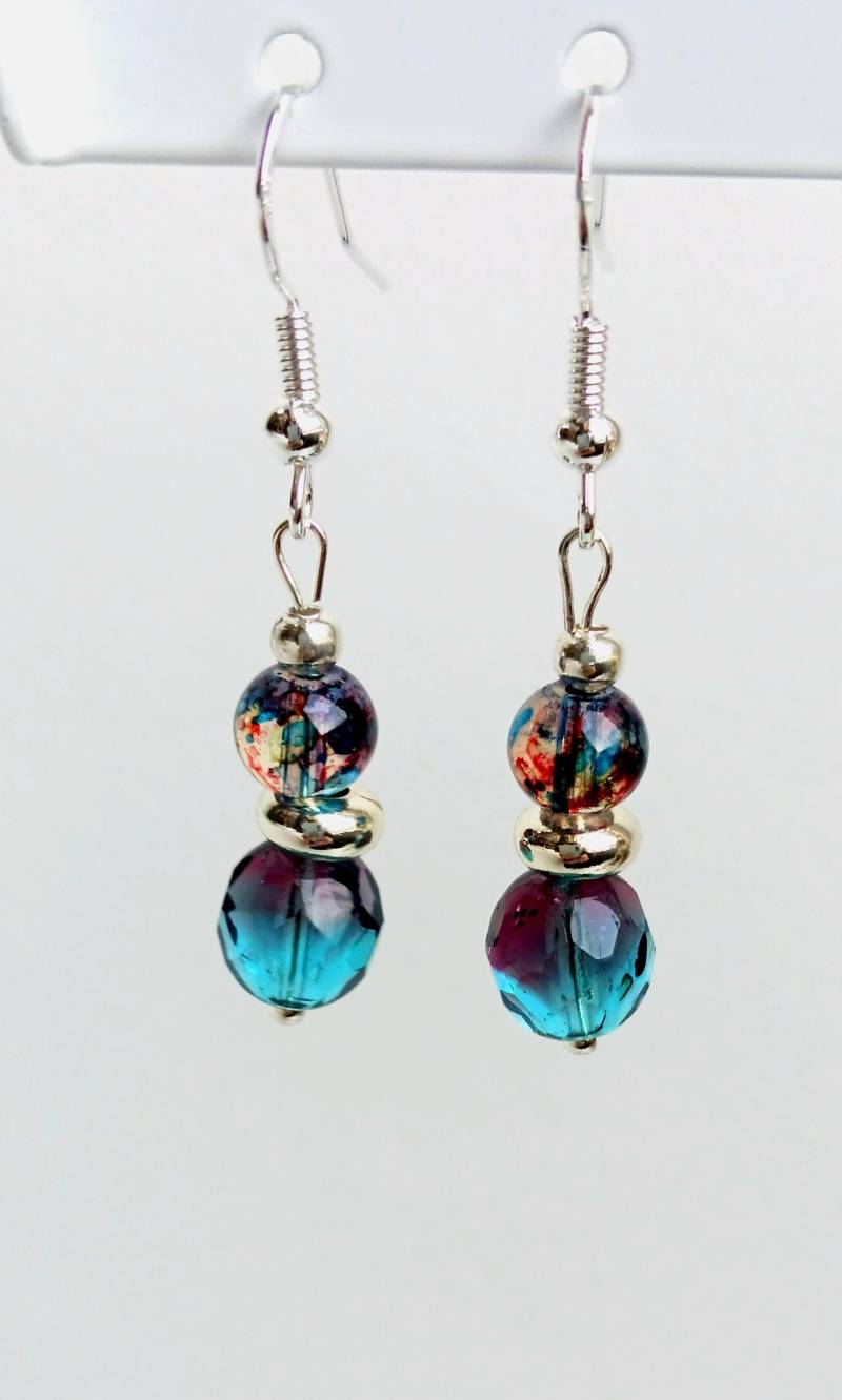 Ohrringe in Silber Und Blau Mit Azurit-Malachit von RangoliHandiworks