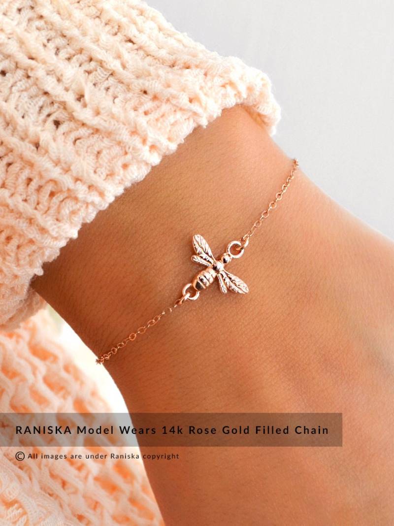 Endverkauf Honig-Bienen-Armband Sterling Silber/Gold Filled Roségold Bienen-Armband Bienenanhängerbienen Schmuckwinzige Bienebienen Geschenkgold von RaniskaByRani