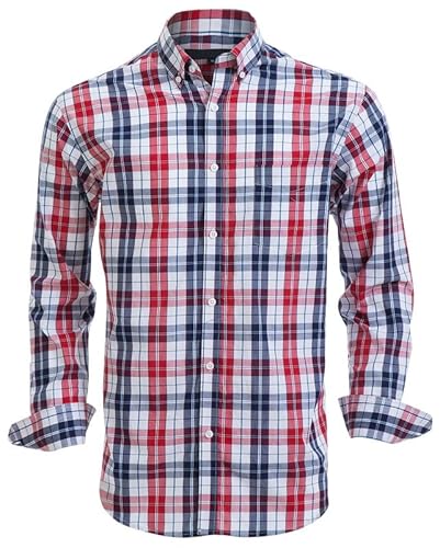 Rankitutu Herren-Knleistenhemden aus Baumwolle, Langarmhemden, Regular Fit（1802-XL） von Rankitutu