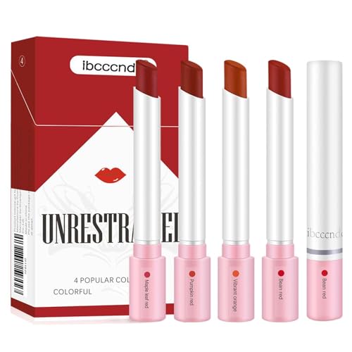 Cigarettes Lip Gloss, Lipstick Cigarettes Box, Little Smokes Lipstick, 4-teiliges Long Wear Luscious Mattses Lippenstift-Set, Farbiger Lipgloss Mit Feuchtigkeitsspendender von Ranley