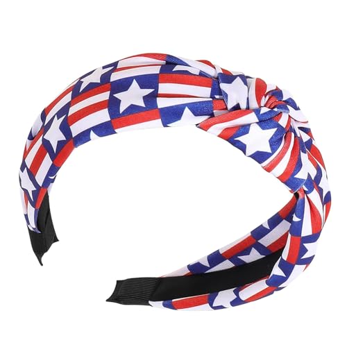 Ranley Patriotisches Damen-Stirnband, Unabhängigkeitstag-Stirnband - Patriotischer Haarreifen für Frauen,Weicher Haarschmuck zum Gedenktag, Kopfschmuck mit amerikanischer Flagge für Make-up-Workout von Ranley