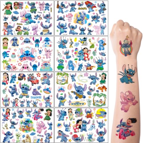 Tattoo Kinder, 8 Blätter S-titch Temporäre Tattoo Aufkleber Set für Mädchen Jungen Kindertattoos Wasserdicht für Geburtstagsgeschenke Kindergeburtstag Mitgebsel Festival Party Deko von Ranlufly