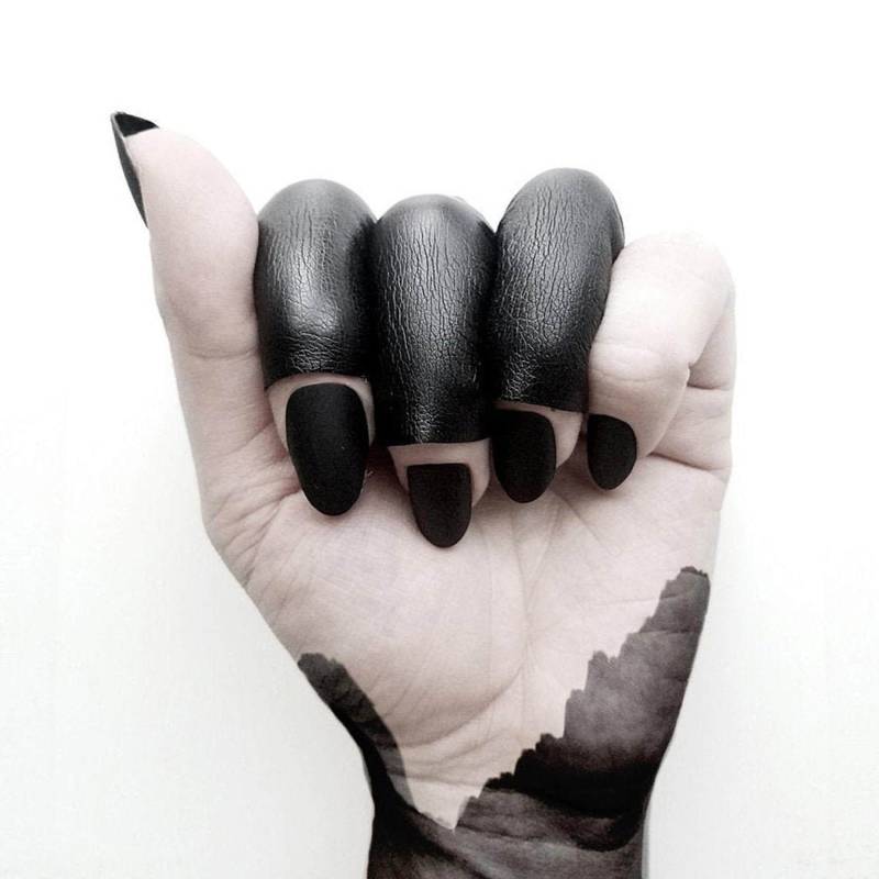 Alternative Mode Leder Ring Geschenk Idee Für Clubber Bold Black Glove Party Statement Nachtclub Lange Schwarz Manschette Alternative Mode Leder Ring Geschenk Idee Für Clubber Bold Black Glove Party Statement Nachtclub Lange Schwarz Manschette von Rannka