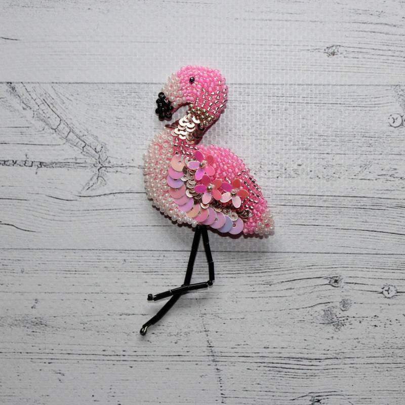 Rosa Flamingo Vogel Brosche Pin Für Mädchen Geschenk Niedliche Handgemachte Perlen Schmuck Perlenstickerei von RannyGifts