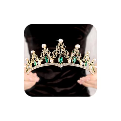 Rannyrena Barock Perle Kristall Hochzeit Tiaras und Kronen für Frauen Elegante Braut Perle Strass Krone Königin Prinzessin Kostüm Zubehör für Geburtstagsfeier Abschlussball, Goldgrün, Normal Rannyrena Barock Perle Kristall Hochzeit Tiaras und Kronen für Frauen Elegante Braut Perle Strass Krone Königin Prinzessin Kostüm Zubehör für Geburtstagsfeier Abschlussball, Goldgrün, Normal von Rannyrena