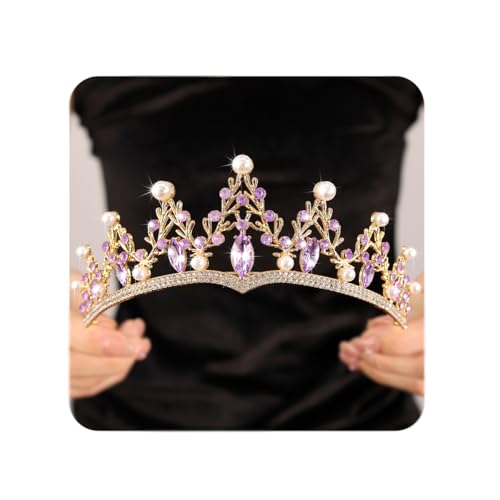 Rannyrena Barock Perle Kristall Hochzeit Tiaras und Kronen für Frauen Elegante Braut Perle Strass Krone Königin Prinzessin Kostüm Zubehör für Geburtstagsfeier Abschlussball, Goldviolett, Normal Rannyrena Barock Perle Kristall Hochzeit Tiaras und Kronen für Frauen Elegante Braut Perle Strass Krone Königin Prinzessin Kostüm Zubehör für Geburtstagsfeier Abschlussball, Goldviolett, Normal von Rannyrena