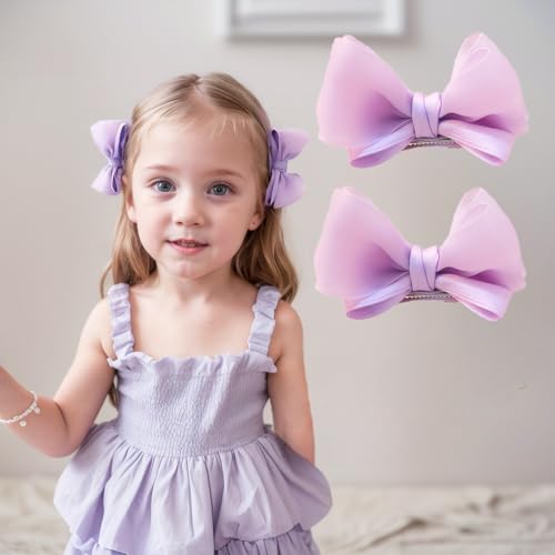 Rannyrena Süße Schleifen-Haarspangen für Mädchen, Krokodilschleife, Haarspangen für Kleinkinder, Kinder, Teenager, handgefertigt, Geburtstag, Hochzeit, Party, Haarschmuck (lila) von Rannyrena