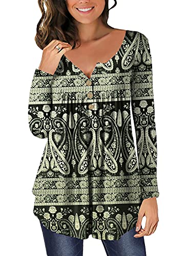 Tunika Damen Langarm T Shirt Elegant Baumwoll Herbst Kleidung Modische Schicke Lässiges Frauen Langärmliges Oberteile Bluse von Ranphee