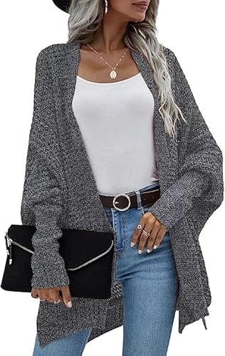 Damen Pullover Gestrickt Herbst und Winter Batwing Strickjacke Oberteile Langarm in Knöpfe Pullover Cardigan Wrap Slouchy Chic Trend Decontracting Mode Pullover Jacke Dunkelgrau XL Damen Pullover Gestrickt Herbst und Winter Batwing Strickjacke Oberteile Langarm in Knöpfe Pullover Cardigan Wrap Slouchy Chic Trend Decontracting Mode Pullover Jacke Dunkelgrau XL von Ranphee