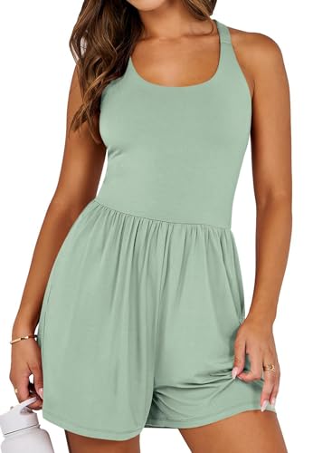 Ranphee Jumpsuit Damen Elegant Sommer Kurz Onesie 2025 Ganzkörperanzug Cotton Kuschelig Schick Einteiler von Ranphee