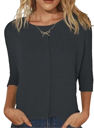 Ranphee Ausgefallene Schwarzes Tshirt Damen Baumwolle Oversized Oberteile Herbst Elegant Halbarm Fledermausärmel Langarmshirt von Ranphee