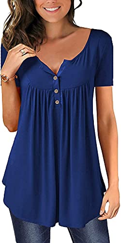 Blaue T Shirt Damen Elegant Baumwol Tunika Kurzarm Sommer Kleidung 2025 Modische Schicke Lässiges Frauen Cute Basic Oberteil Henley T-Shirt Blaue T Shirt Damen Elegant Baumwol Tunika Kurzarm Sommer Kleidung 2025 Modische Schicke Lässiges Frauen Cute Basic Oberteil Henley T-Shirt von Ranphee