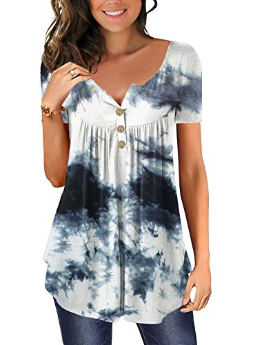 Damen Oberteile Elegant Frühling Tunika Große Größen Kleidung 2025 Modische Schicke Lässiges Frauen Cute Basic Kurzarm Tshirt Henley Shirt von Ranphee