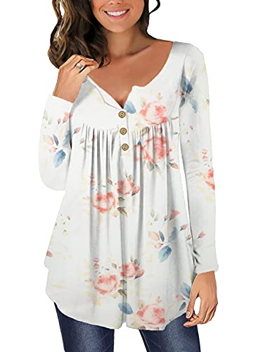 Elegantes Oberteile Damen Herbst Kleidung Große Größen Modische Schicke Lässiges Frauen Blumenmuster Langärmliges Tunika Shirt Tshirt von Ranphee