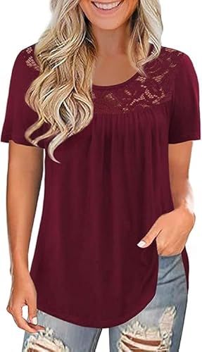 Top Damen Elegent Sommer Große Größen Kleidung Basic Schickes T-Shirt Baumwolle Locker Tunika Cute Tops Modische Frühling Lässige Tshirt von Ranphee