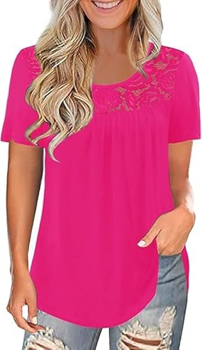 T-Shirt Damen Sommer Elegant Große Größen Kleidung Damenmode Baumwolle Basic Oberteil T-Shirt Cute Tops Schickes Modische Locker Lässige Tshirt von Ranphee