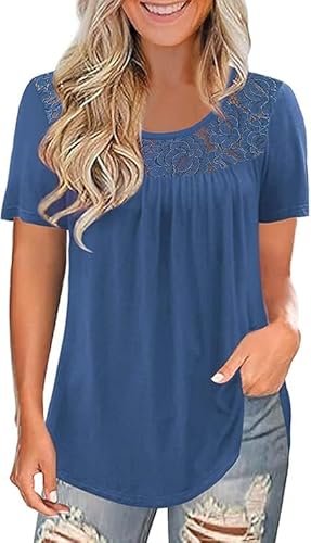 Top Damen Elegent Sommer Große Größen Kleidung Basic Schickes T-Shirt Baumwolle Locker Tunika Cute Tops Modische Frühling Lässige Tshirt von Ranphee