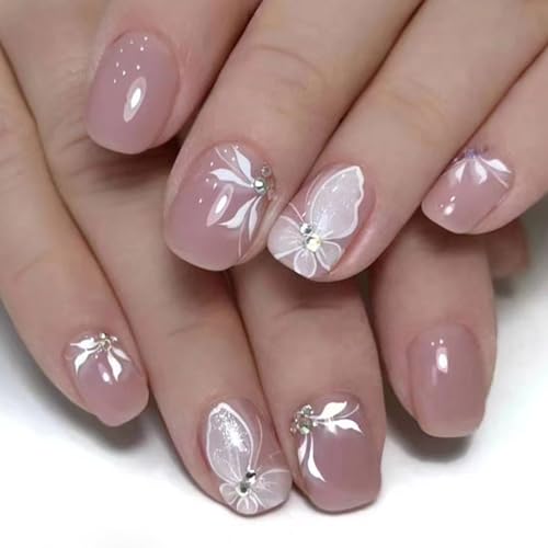 24 Stück/Beutel Nagelspitzen Pink Quadratischer Sarg Künstliche Nägel Glitzer Künstliche Nägel Maniküre Salon Nail Art Tools Für Frauen Mädchen Kurzes Aufdrücken Der Nägel Glitzerdesign Glossys von Ranuw