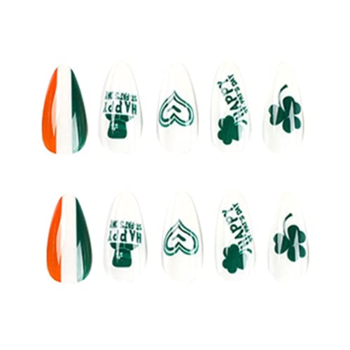 24 Stück Press On Nails St. Patrick's Day Mandel Kunstnägel Mit Designs Acrylnägel Zum Aufkleben Auf Die Nägel Künstliche Nägel Für Frauen Acryl Kunstnägel Spitzen Set Acryl Kunstnägel Mit von Ranuw