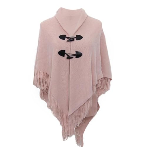 Damen Schal Wickelponcho Ruana Cape Cardigan Pullover Offener Umhang Schal Wickelponcho Mit Knopf Winter Poncho Umhang Schal Schal Wickelponcho Ruana Cape Vorne Offen von Ranuw