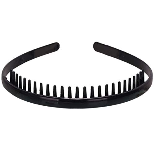 Frauen Männer Mädchen 8mm Kunststoff Einfarbiges Stirnband Mit Rutschfesten Zähnen Kamm Schwarzer Haarreifen DIY Styling Make Up Kopfbedeckung Weihnachtshaarreifen Haarreifen Haarschmuck Haarreifen Up von Ranuw