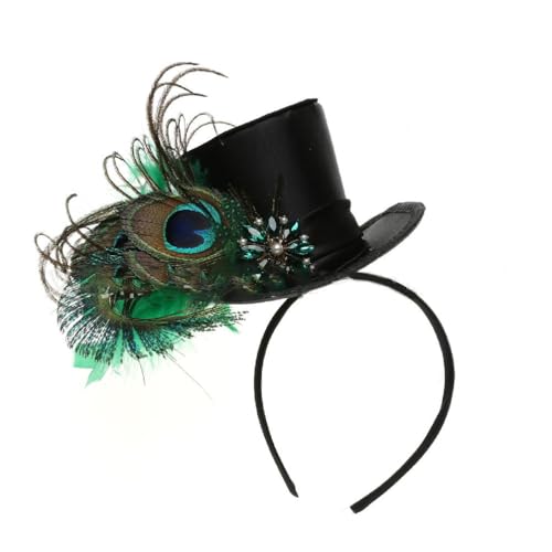 Ranuw Kopfbedeckung mit Kristall Zylinder für Halloween Weihnachten Neujahr Brautparty 1920er Jahre Tophat Elegant Für Braut Hochzeit Mini Top Hüte von Ranuw