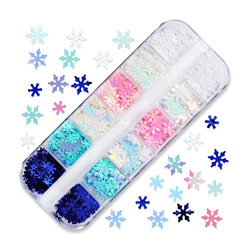 Schneeflocken Glitzer Nagel Pailletten 12 Gitter 3D Bunte Weihnachten Holografische Nagel Glitzerflocken Konfetti Aufkleber Schneeflocken Nagelaufkleber Für Nagelkunst von Ranuw