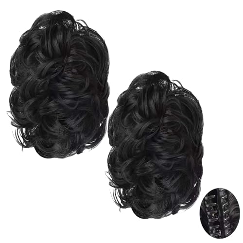 Haarknoten-Verlängerungen Clip, Gewellte Kralle Unordentlich Dutt Haarspange, Flauschig Gewellt Lockig, Frauen Mit Dünner Werdendem Haar Unordentlich Haarteile Für Den Täglichen (black2) von RanzEdge