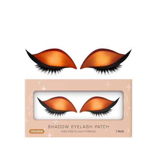Lazy Eye Shadow Eyelash Patch, Bunte Mode Aufkleber, 2-in-1mit Falschen Wimpern & Schatten, Für Alle Augenformen, Für Night Out Braut Fotoshooting Halloween Cosplay Bühne Reise (orange) von RanzEdge