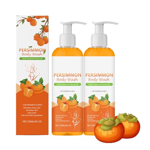 Persimmon Moisturizing Shower Gel, Persimmon & Green Tea Extract, Deep Cleansing Moisturizing, Odor Smell Remov, Purifying Deodorizing, Eliminating Odor-Achselhöhlen für Frauen & Männer (2pcs) von RanzEdge