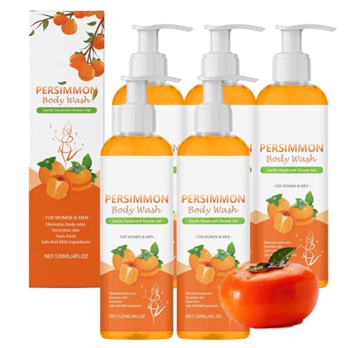 Persimmon Moisturizing Shower Gel, Persimmon & Green Tea Extract, Deep Cleansing Moisturizing, Odor Smell Remov, Purifying Deodorizing, Eliminating Odor-Achselhöhlen für Frauen & Männer (5pcs) von RanzEdge