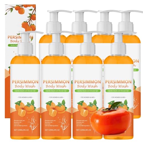 Persimmon Moisturizing Shower Gel, Persimmon & Green Tea Extract, Deep Cleansing Moisturizing, Odor Smell Remov, Purifying Deodorizing, Eliminating Odor-Achselhöhlen für Frauen & Männer (8pcs) von RanzEdge