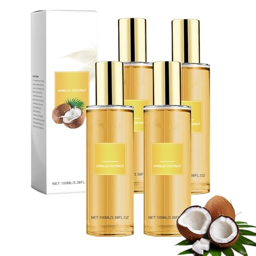 Vanille-Kokosnuss-Parfüm-Körperspray, Lang Anhaltender Nebel, Urlaubsparfüm, Deodorant, Mit Warm Duftenden, Tragbaren Mehrzweckdüften, Für Haut Körper & Haar Reisegröße Für Frauen Männer (4pcs) von RanzEdge