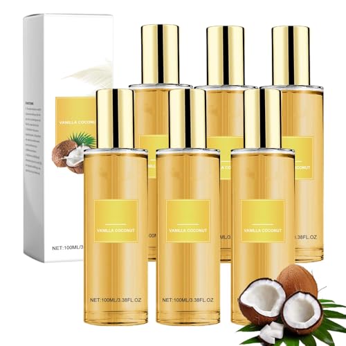 Vanille-Kokosnuss-Parfüm-Körperspray, lang anhaltender Körpernebel, Urlaubsparfüm, tragbare Mehrzweckdüfte, Deodorant, mit warmem Duft, für Haut Körper & Haar Reisegröße Geschenke (6pcs) von RanzEdge