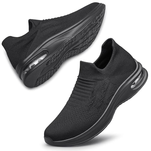 Raoendis Damen Sneakers – Slip On Basketballschuhe Turnschuhe mit Luftpolster, Mesh-Design Komfort Memory Foam für Freizeit Wanderungen Schwarz 44 von Raoendis