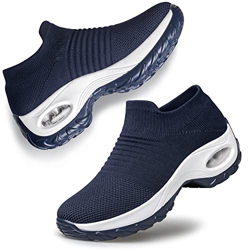 Raoendis Damen-Turnschuhe, Wanderschuhe – Damen-Sneaker, Netzstoff, leicht, bequem, Laufschuhe, orthopädischer Schuh mit Luftpolster, Marineblau 3, 38 EU von Raoendis