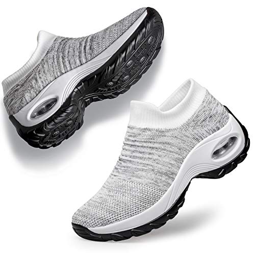 Raoendis Damen-Turnschuhe, Wanderschuhe – Damen-Sneaker, Netzstoff, leicht, bequem, Laufschuhe, orthopädischer Schuh mit Luftpolster, Grau 3, 38 EU von Raoendis