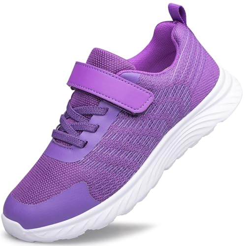 Raoendis Kinder Sneaker Turnschuhe Mädchen Sportschuhe Basketballschuhe Atmungsaktiv Leicht Mit rutschfest-Sohle für Ganztägigen Komfort Schule Sport Violett 33 von Raoendis