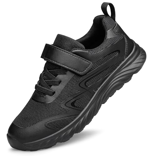 Raoendis Kinder Sportschuhe Turnschuhe Jungen Mädchen Sneaker Laufschuhe Walkingschuhe Atmungsaktiv Gemütlich Tennisschuhe für Schule Laufen Sport Schwarz 28 von Raoendis