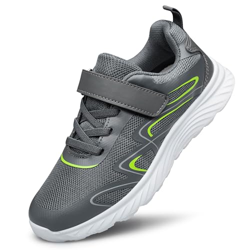 Raoendis Unisex Kinder Turnschuhe Mädchen Jungen Sportschuhe Walkingschuhe Leicht Atmungsaktiv Laufschuhe Outdoor Fitnessschuhe Sneaker Hallenschuhe Grau 36 von Raoendis