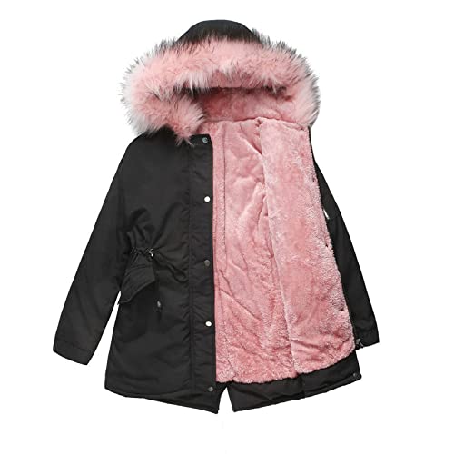 Damen Winter Parka Lang Winterjacke Warm GefüTtert Wintermantel Winterparka Damen Kunstfell Kapuzen Jacke GroßE GrößEn Mantel Damen Winter Jacket (Rosa, XXXL) von Raopuzi